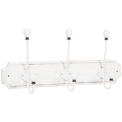 Appendiabiti a parete, ganci appendiabiti attaccapanni da muro in legno e ferro, gancio per giacche cappotti L50xPR10xH21 cm