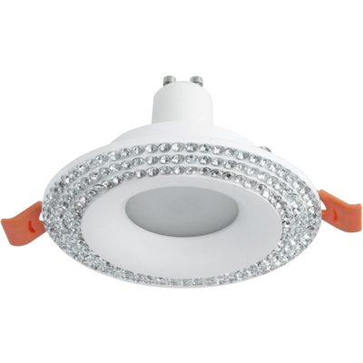 Zeitnet Inc. - Faretto incasso moderno bianco tondo cristalli brillantini luce LED 5W GU10 65mm Luce 3000K