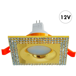 Zeitnet Inc. - Faretto quadrato oro cristalli incasso 65mm LED GU5.3 7W MR16 luce cucina barca Luce 4000K en oferta
