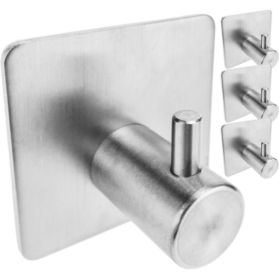 Appendiabiti a muro in acciaio inossidabile. Porta asciugamani da parete con 1 ganci 4-pack - Primematik