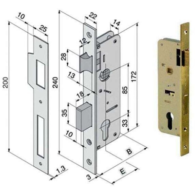 Serratura Inf.Legno 015.30.00.0 + 700.22.28