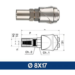 Aria Compressa - Rubinetto Rapido Con Mascherina Portagomma Art.1005 Mm. 8X17 características