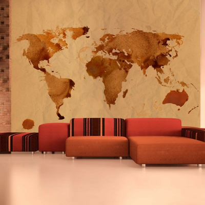 Fotomurale - Mappa del mondo color tè - 250x193