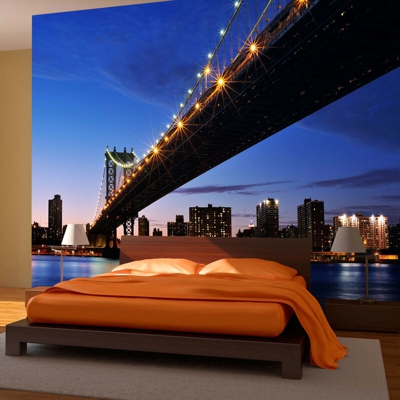Fotomurale - Il Manhattan Bridge illuminato - 350x270