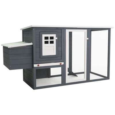 Pollaio All'aperto Con 1 Casetta Di Cova Grigio In Legno