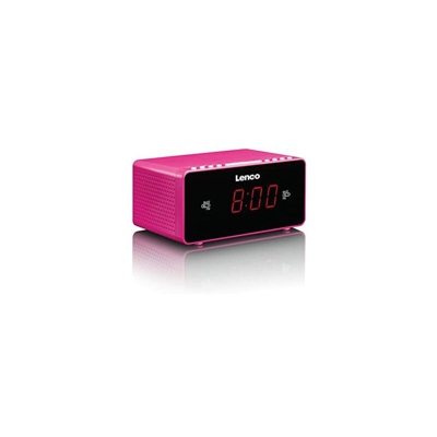 Lenco CR-510 Clock Black, Pink - Radio (Orologio, FM, LED, 2,29 cm, Nero, Rosa, 155 mm)