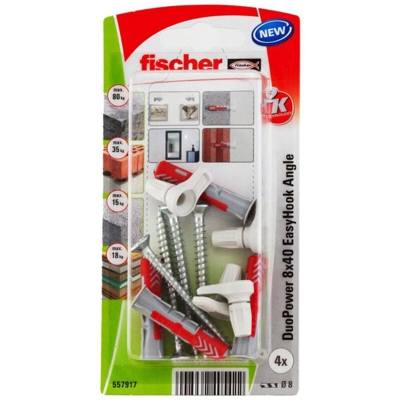 Fischer DuoPower 8x40 EasyHook Angle K (4) Assortimento tasselli 557917 557917 1 KIT