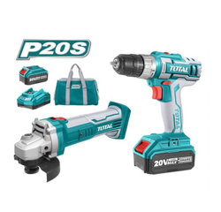 Trapano + Smerigliatrice TOTTCKLI2009 2 batterie 20V 2.0Ah carica e borsa - Total precio