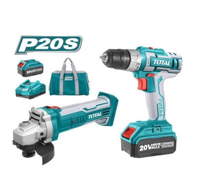 Trapano + Smerigliatrice TOTTCKLI2009 2 batterie 20V 2.0Ah carica e borsa - Total