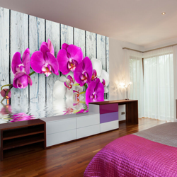 Fotomurale - Violet orchids with water reflexion - 250x193 en oferta