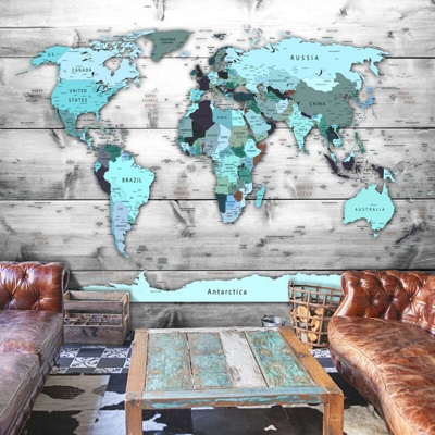 Artgeist - Fotomurale - World Map: Blue Continents - 400x280