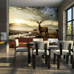 Fotomurale - Cervo e torrente di montagna - 250x193 en oferta