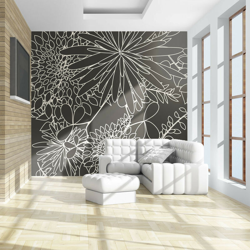 Artgeist - Fotomurale - Motivo floreale in bianco e nero - 350x270 en oferta
