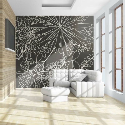 Artgeist - Fotomurale - Motivo floreale in bianco e nero - 350x270