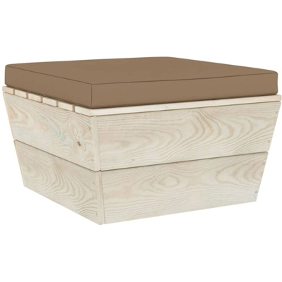 vidaXL Ottomana da Giardino su Pallet con Cuscino in Legno di Abete - Grigio talpa