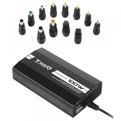 Tooq - caricatore universale per laptop tqlc-100bs01m - 100w - 3in1 - 1xusb - 12 connettori - selettore manuale 12-24v precio
