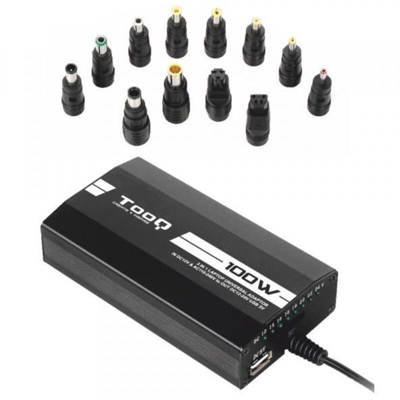 Tooq - caricatore universale per laptop tqlc-100bs01m - 100w - 3in1 - 1xusb - 12 connettori - selettore manuale 12-24v