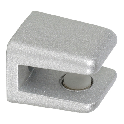 Reggimensola fisso per vetro, serie GLASS S, in Zama, Cromato Satinato. Marchio REI