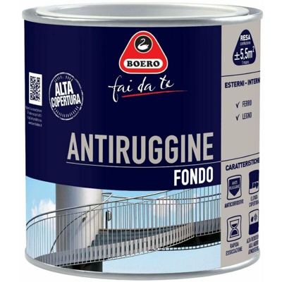 Boero - Pittura Antiruggine Anticorrosiva Fondo Corrosione Ferro Legno Grigio 780 Formato: 2 L