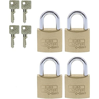 Burg Wächter 4er Set Set Quadro 222 30 SB Lucchetto Ottone Serratura a chiave