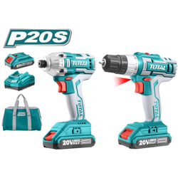 Trapano + Avvitatore ad impulsi a batteria Total 2 batterie 20V carica e borsa características