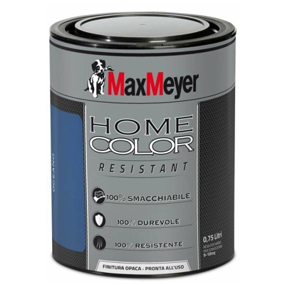 Max Meyer - MAXMEYER- PITTURA MURALE DECORATIVA HOMECOLOR RESISTANT 0,75 LT OCEANO