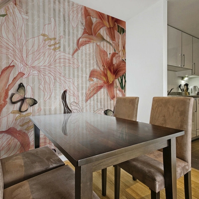 Fotomurale - Fiori e farfalle - 200x154