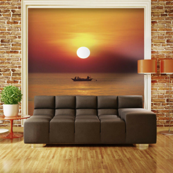 Artgeist - Fotomurale - Barca da pesca al tramonto - 350x270 en oferta