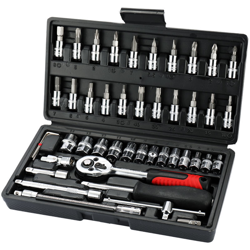 Set di chiavi, acciaio al cromo vanadio, scatola di plastica nera, 46 pezzi precio