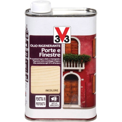 V33 Olio Rigenerante per Porte e Finestre Trasparente Incolore 1 Litro
