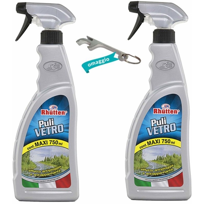 Rhutten 2 x Detergente Vetri Auto Pulivetro Antipioggia Idrorepellente Antiappannante Parabrezza 750 ML - per Pulizia Finestrini Anteriori Posteriori