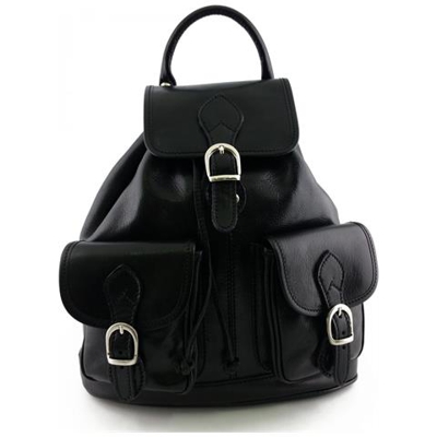 Zaino In Pelle Colore Nero - Pelletteria Toscana Made In Italy - Zaino