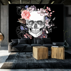 Fotomurale - Skull and Flowers - 200x140 en oferta