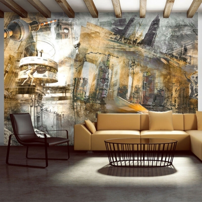 Fotomurale - Berlino - collage (arancione) - 250x175
