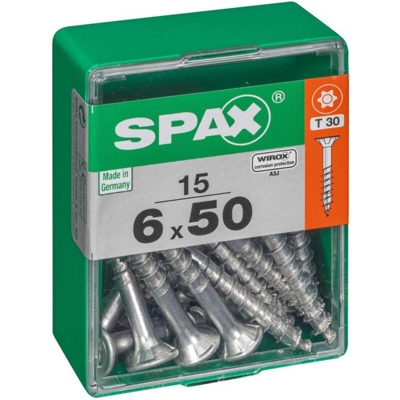 Lot 15 In Acciaio Testa Della Vite Autofraisée Piatta Diam.6 Mm X L.50 Mm - Spax