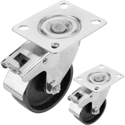 Ruote industriali con ruote metallo con freno 75 mm 2 pezzi - Primematik