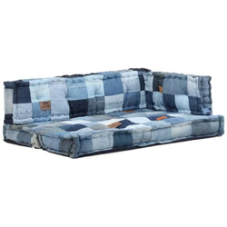 Set Cuscini Per Divano In Pallet 3 Pz Patchwork In Denim Blu en oferta