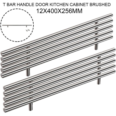 12 x 400 x 256 mm cucina in acciaio inossidabile spazzolato da 16 pollici con maniglia a T, maniglia a tirante
