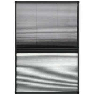 Zanzariera Plissettata Finestra Alluminio 110x160cm con Tendina - Antracite - Vidaxl