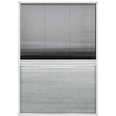 Zanzariera Plissettata Finestra Alluminio 100x160cm con Tendina - Bianco - Vidaxl