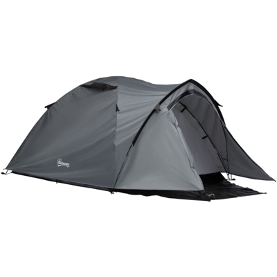 EASYCOMFORT Tenda da Campeggio 4 Posti Impermeabile con Vestibolo e Finestre Grigio