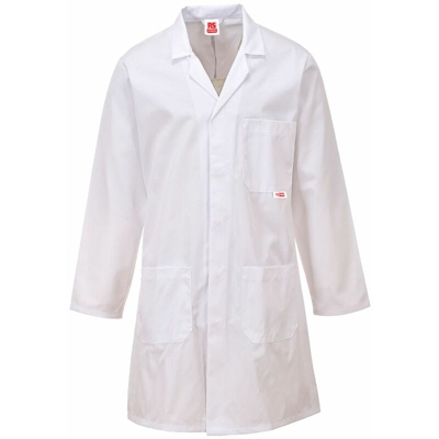 Camice da laboratorio Riutilizzabile Unisex, tg. S, in Poliestere, Cotone, Bianco - Rs Pro