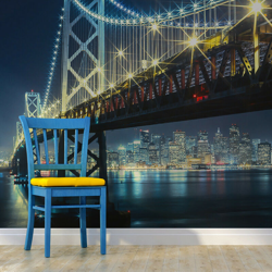 Artgeist - Fotomurale - Bay Bridge di notte - 350x270 en oferta