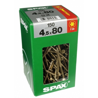 Viti Del Terreno 150 Torx Svasata In Acciaio Testa, Diam.4.5 Mm X Mm L.80 - Spax