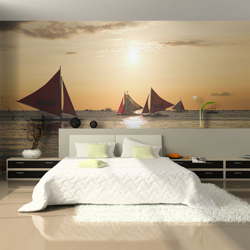 Fotomurale - barche a vela - tramonto - 350x270 en oferta