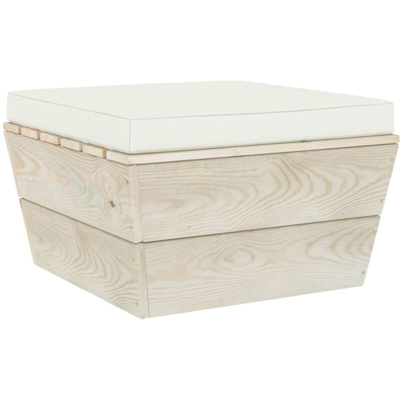 vidaXL Ottomana da Giardino su Pallet con Cuscino in Legno di Abete - crema