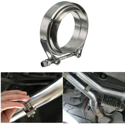 Morsetto a fascia V in acciaio inossidabile da 2,5 `` pollici 63 mm + flange di scarico Turbo Pipe Set