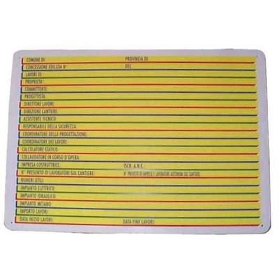 CARTELLO CONCESSIONE EDILIZIA 68x 48 PLASTICA