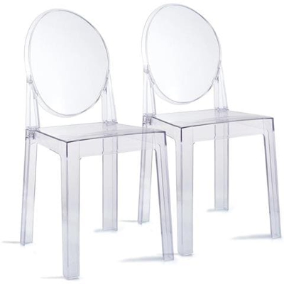 Sedia Fantasma In Cristallo Trasparente Con Schienale Ovale Moderno Set Da Pranzo Per Trucco [2 Pezzi]