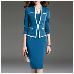 Vestito Da Donna E Gilet, Gonna Da Ufficio, Taglie Forti, Blazer [ blu 04 / 6xl] en oferta